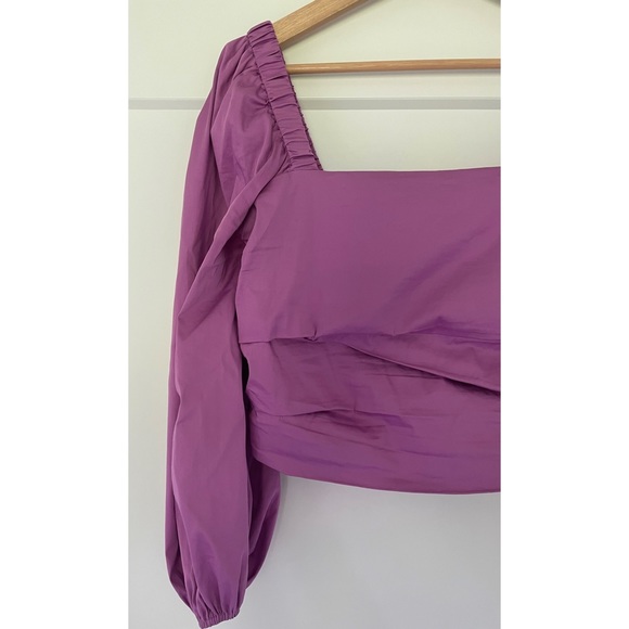 Veronica Beard Kayla gathered cropped blouse Purple 8 - Picture 4 of 8